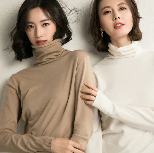 Thick Turtleneck Sweater for Women - Slim Fit Knit Top
