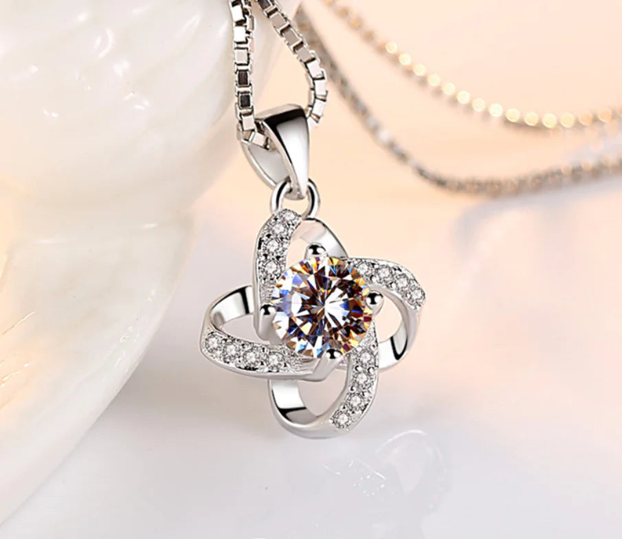 S925 Silver Necklace with Clover Pendant for Women