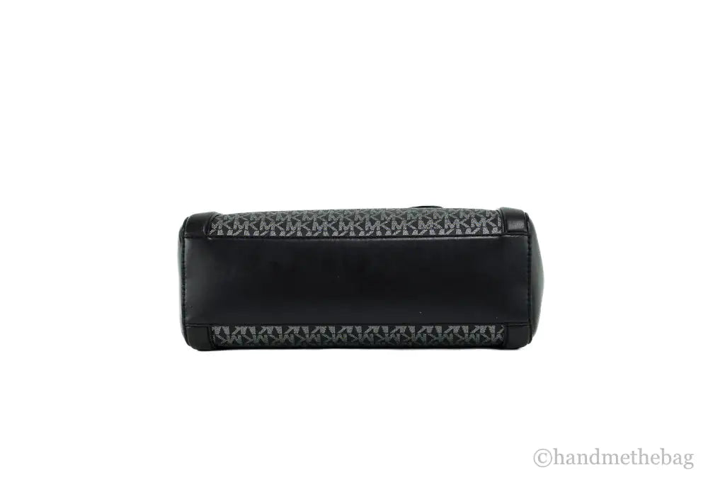 Michael Kors Kali Medium Black Silver Signature PVC Satchel iPad Case Handbag