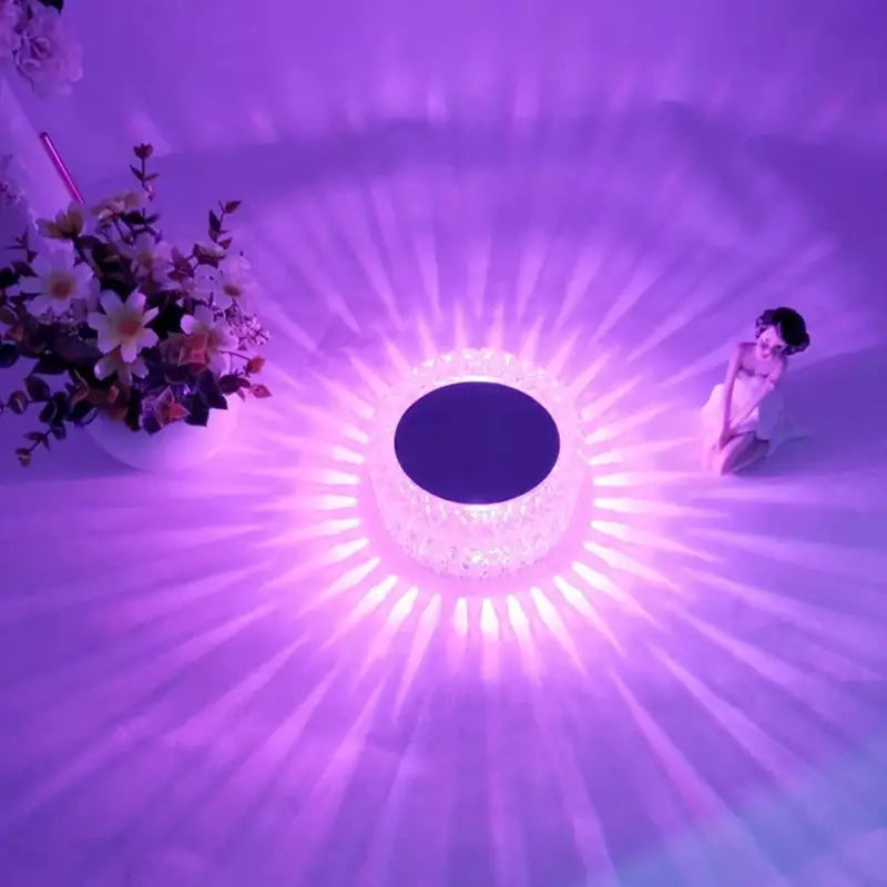 16-Color LED Crystal Table Lamp with Remote & Touch