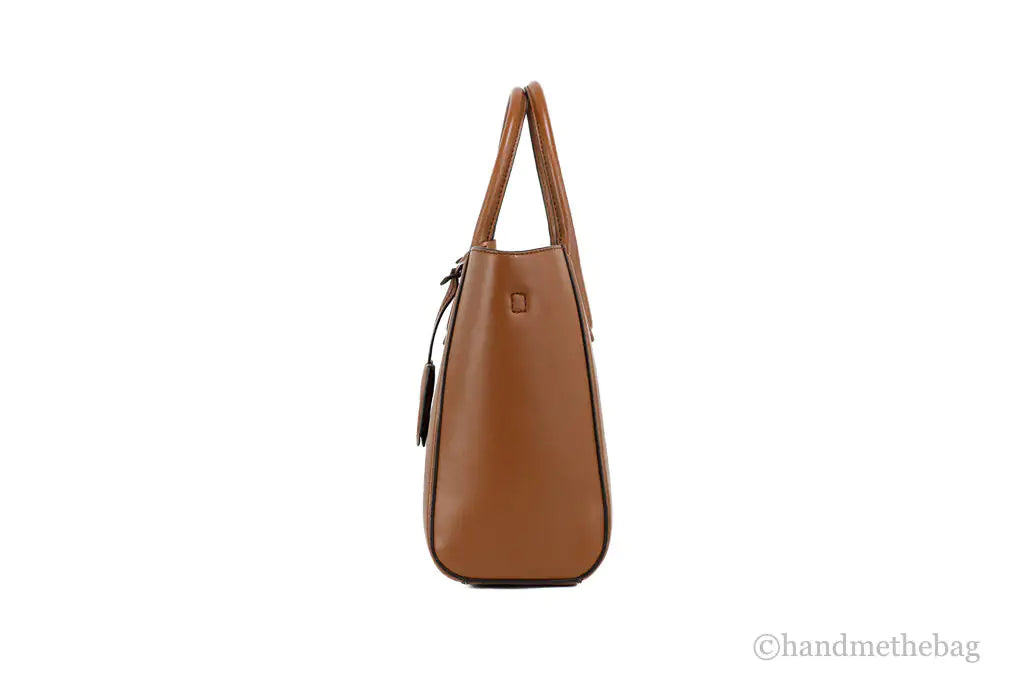 Michael Kors Kali Medium Brown Pale Gold Signature PVC Satchel iPad Case Handbag