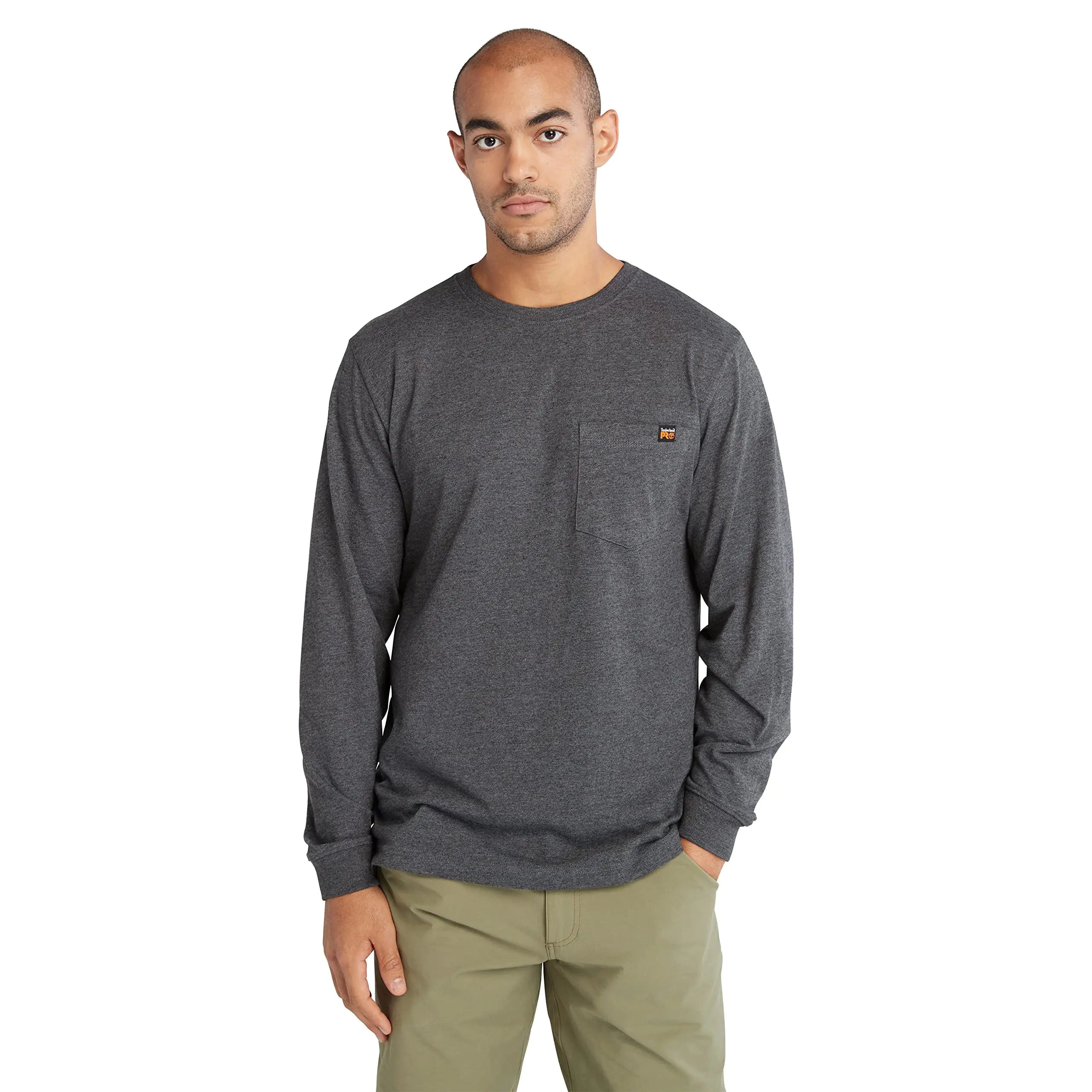Timberland PRO Mens Core Pocket Long-Sleeve T-Shirt Deepest Grey Heather Large Tall