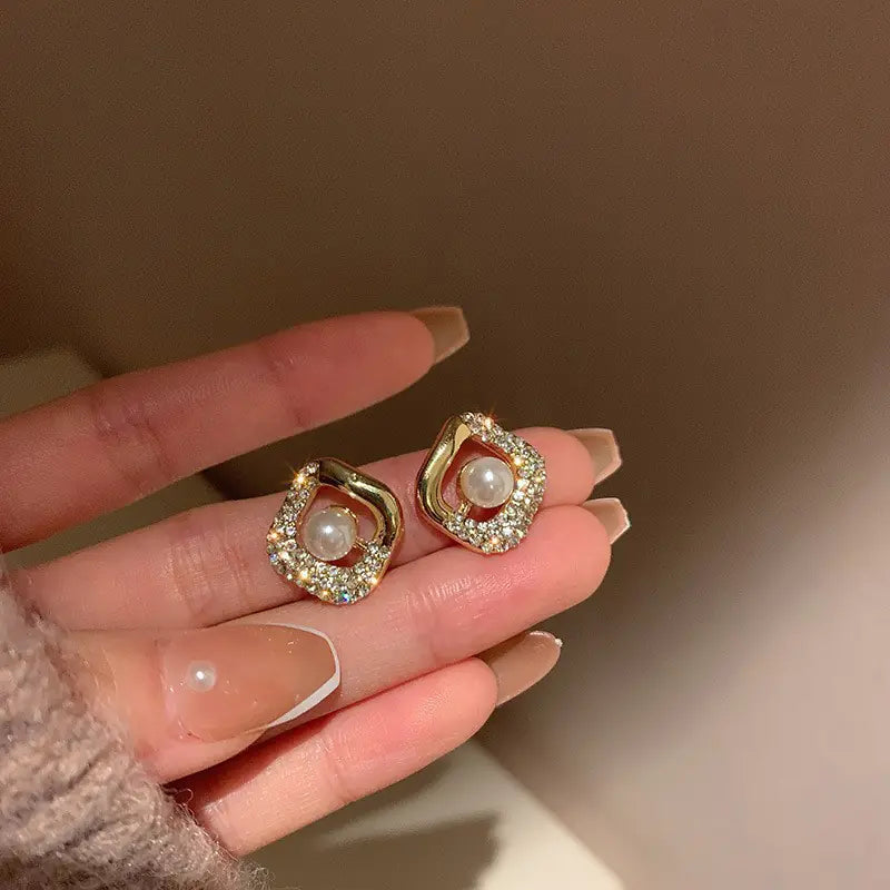 Silver Needle French Baroque Pearl Flower Tassel Earrings