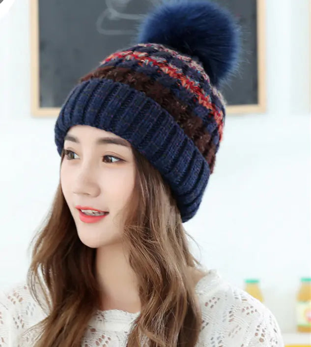 Colorful Knitted Women's Winter Beanie Hat