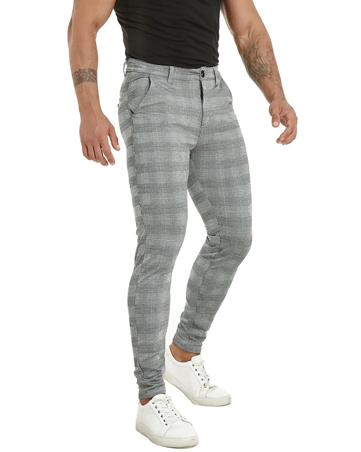 ALLELMS Mens Chinos Pants Slim Fit Stretch Dress Pant Wrinkle-Resistant Pleated Formal Pants 34