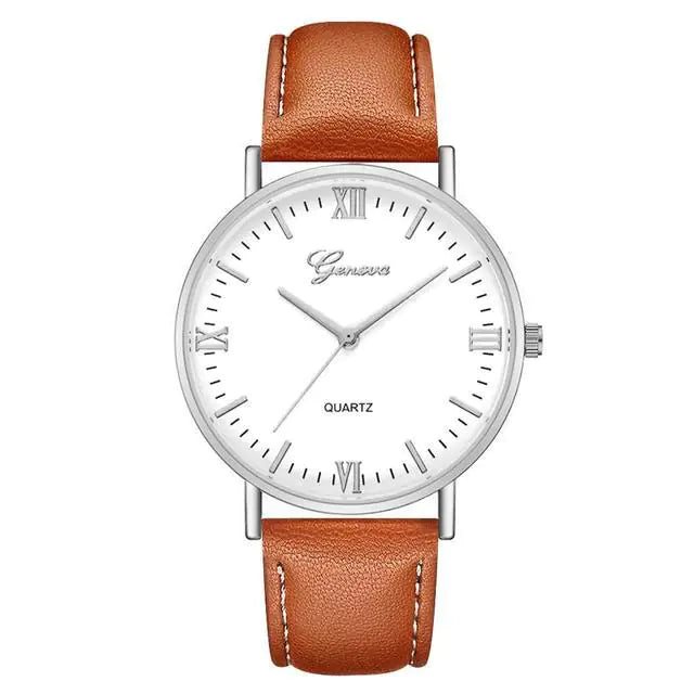 Simple Casual Quartz Watch with Roman Numerals