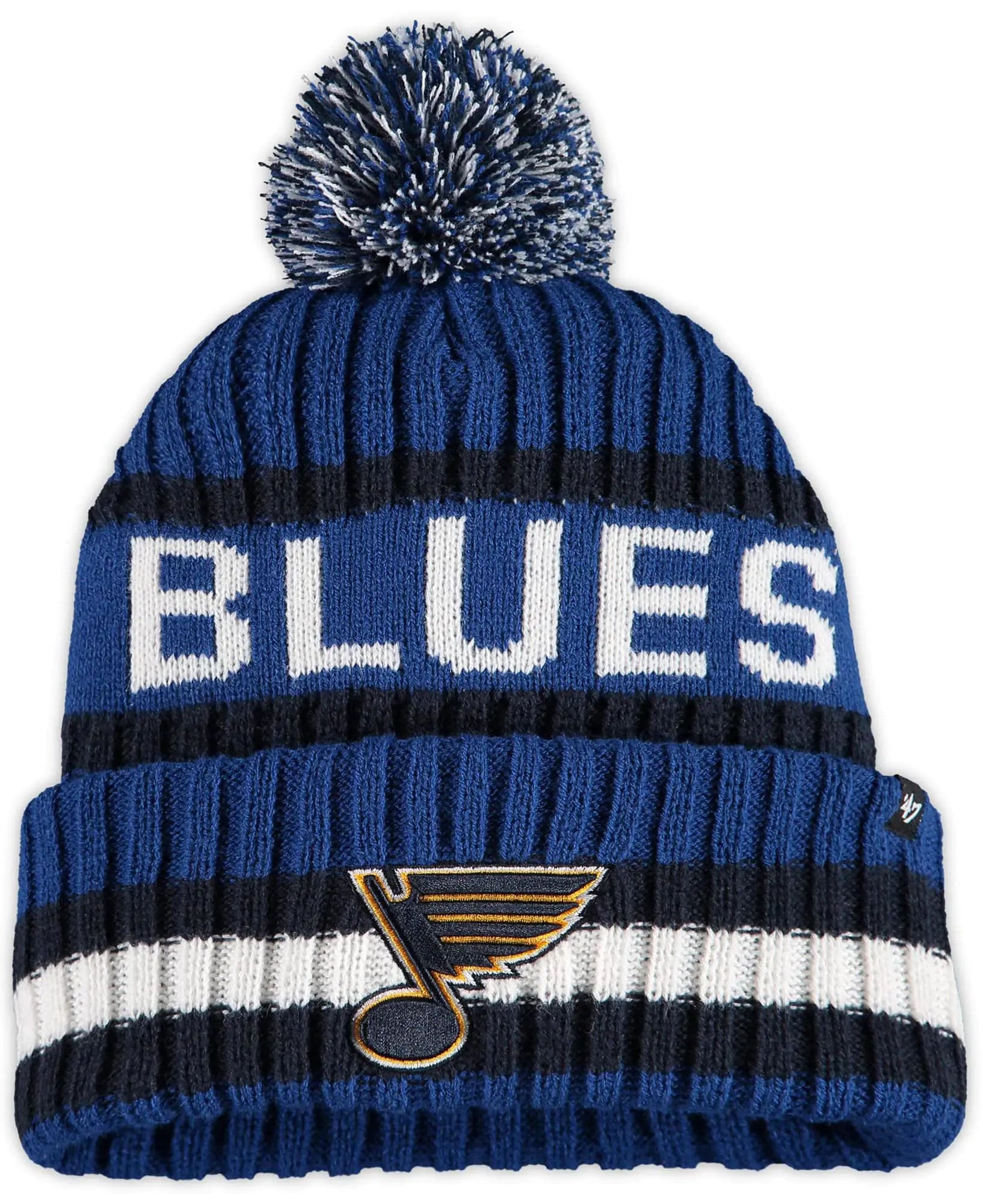 47 NHL Bering Cuffed Knit Pom Beanie Hat Adult (St Louis Blues Blue)