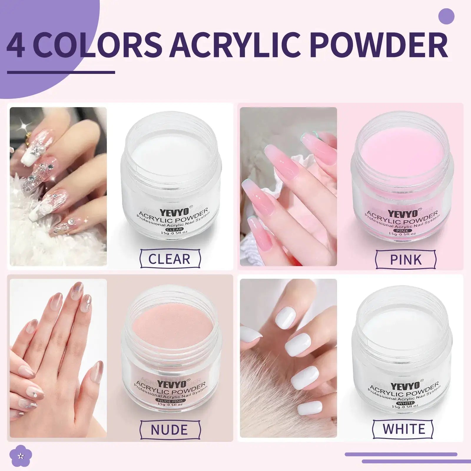 Acrylic Nail Kit, Acrylic Powder And Liquid Set, With Clear, Nude, Pink, White Nail Powder And Monomer, Professional Acrylic Nail Brush Nail Forms For Acrylic Nails Extension, Beginner And Home DIY