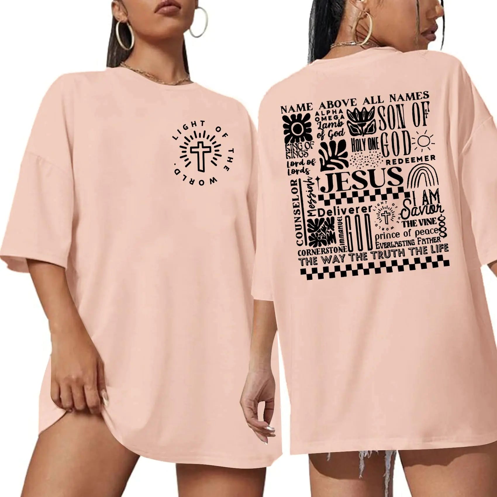 Christian Oversized Shirts Women Jesus: Faith Tshirt Bible Verse Shirts God Religious Tee Christian Inspirational Tops Pink