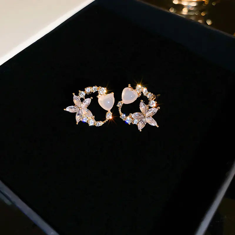 Silver Needle French Baroque Pearl Flower Tassel Earrings