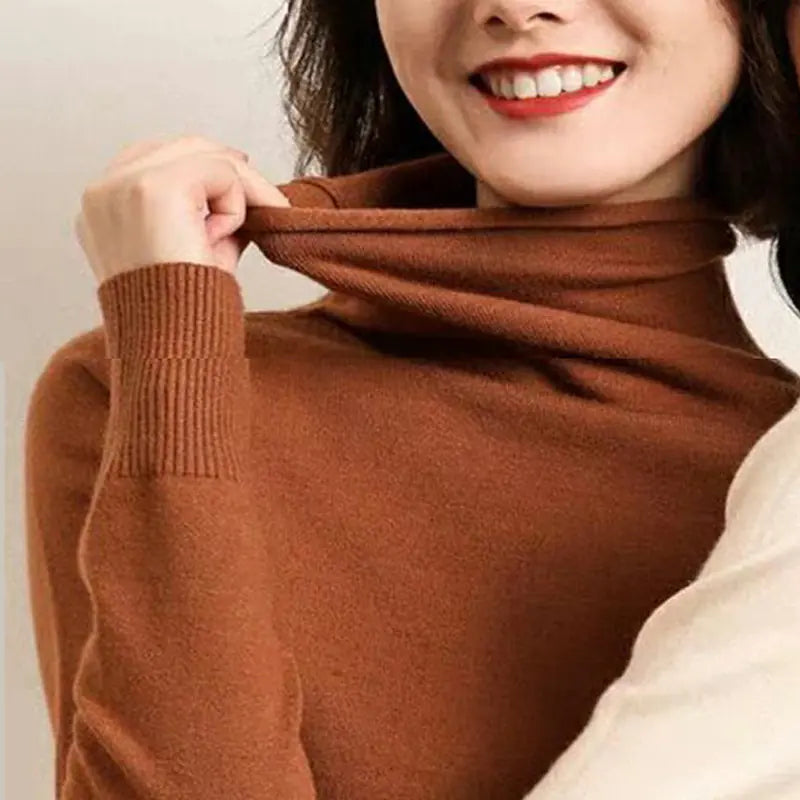 Thick Turtleneck Sweater for Women - Slim Fit Knit Top