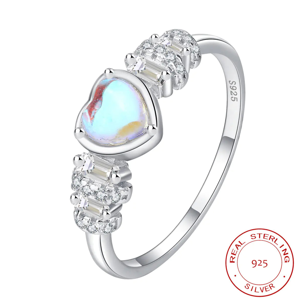 Exquisite S925 Sterling Silver Heart-shaped Ring for Women