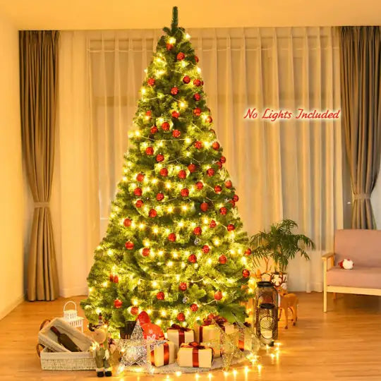1 Pc 6 7.59 Feet Premium Artificial Hinged PVC Christmas Tree With Metal Stand Eye-catching Design Unlit Tree