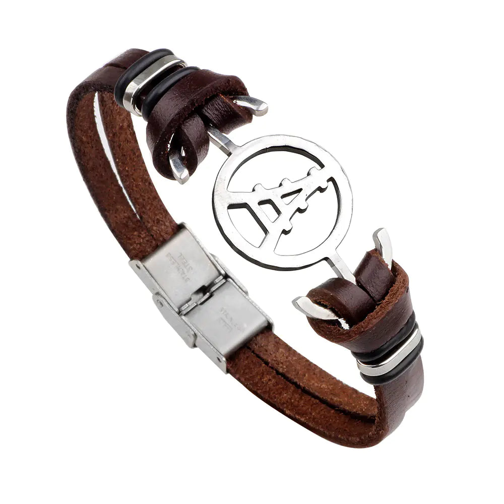 Stainless Steel Bracelet with Magnetic Leather Clasp