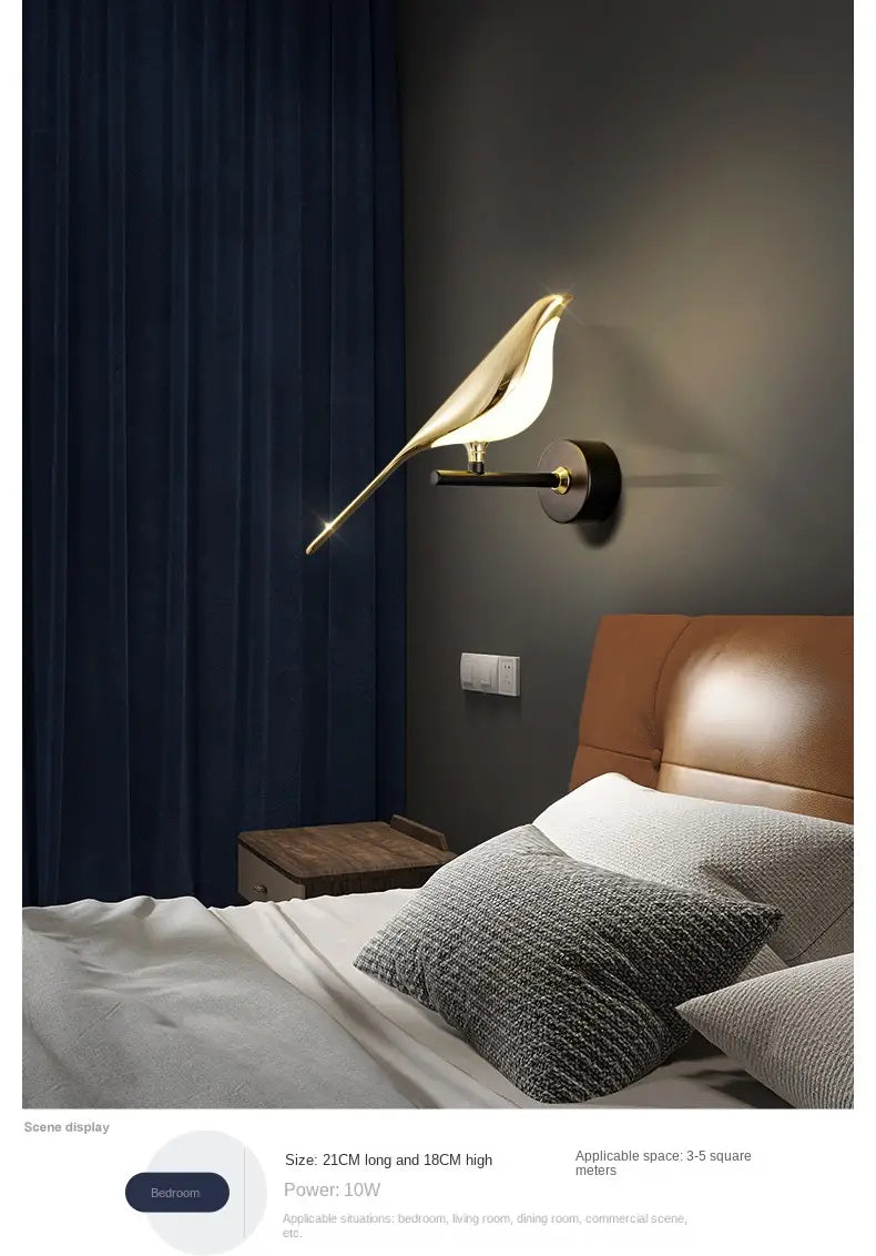 Modern Magpie LED Wall Lamp for Bedroom Decor