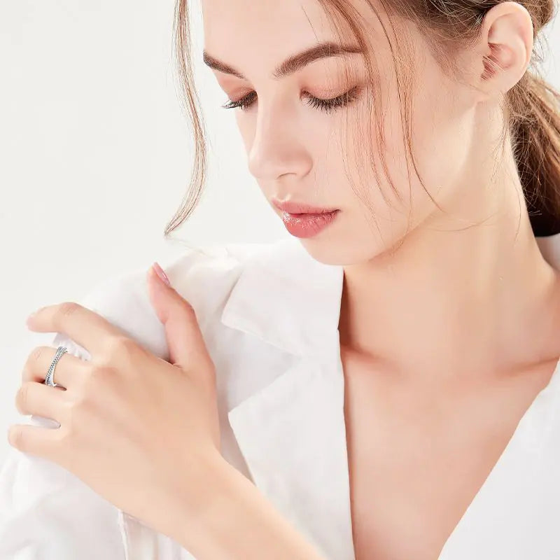 Korean Style Moissanite Cross Ring in S925 Silver