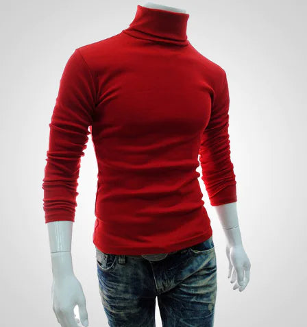 Men's Turtleneck Knit Pullover Long Sleeve Sweater