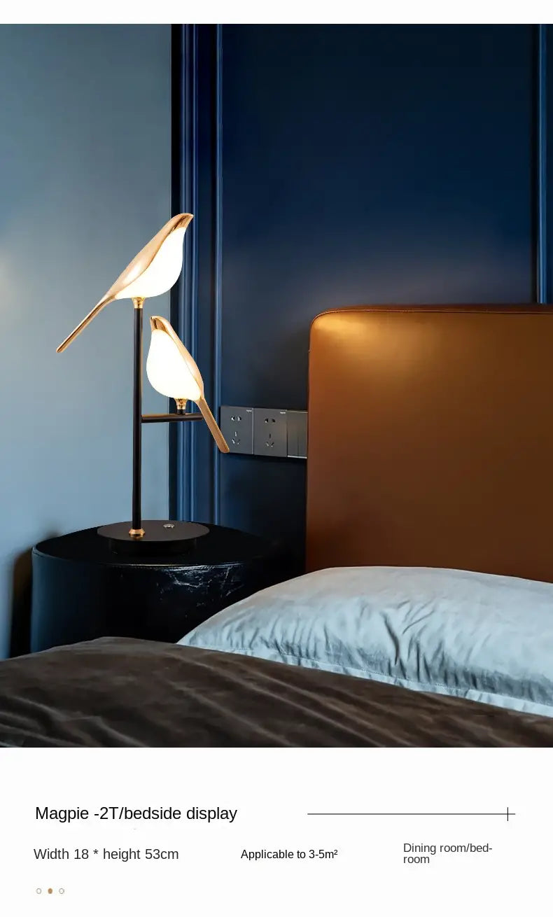 Modern Magpie LED Wall Lamp for Bedroom Decor