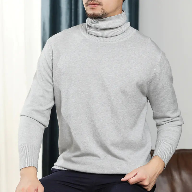 Men's Thick Turtleneck Sweater - Loose Knit Long Sleeve