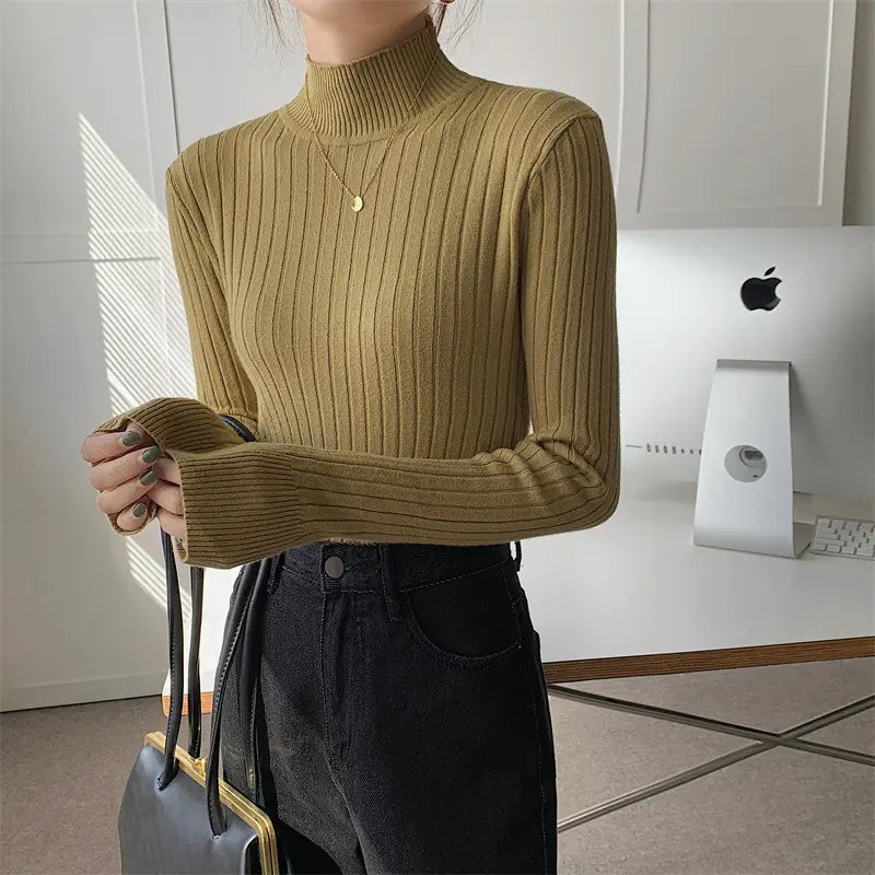 Women's Slim-Fit Half Turtleneck Long-Sleeve Knit Top
