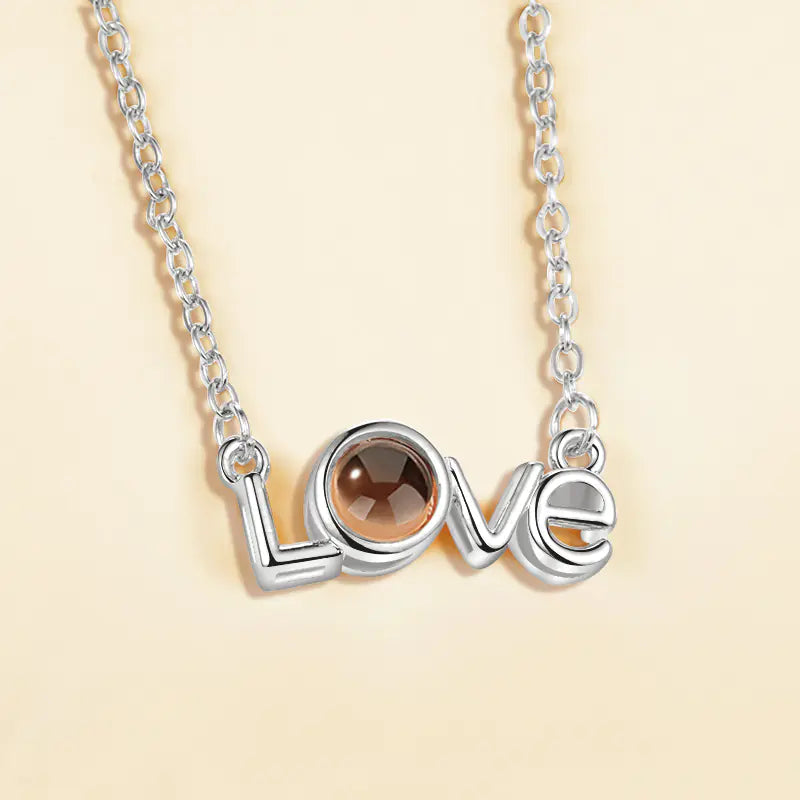 Love Memory Projection Necklace - I Love You in 100 Languages