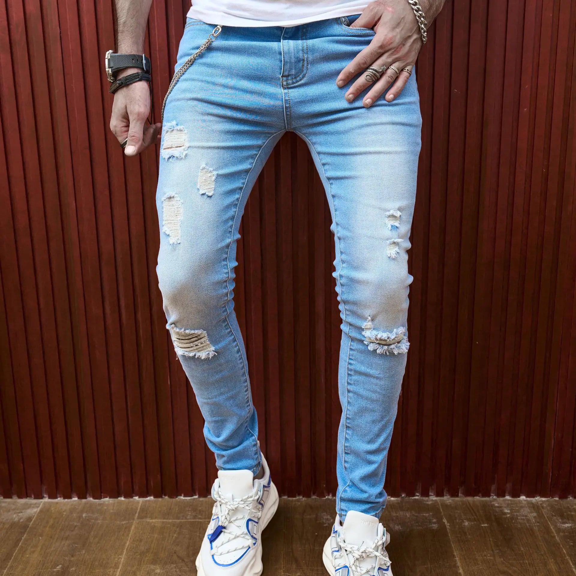 Summer Ripped Men's Slim Fit Stretch Jeans