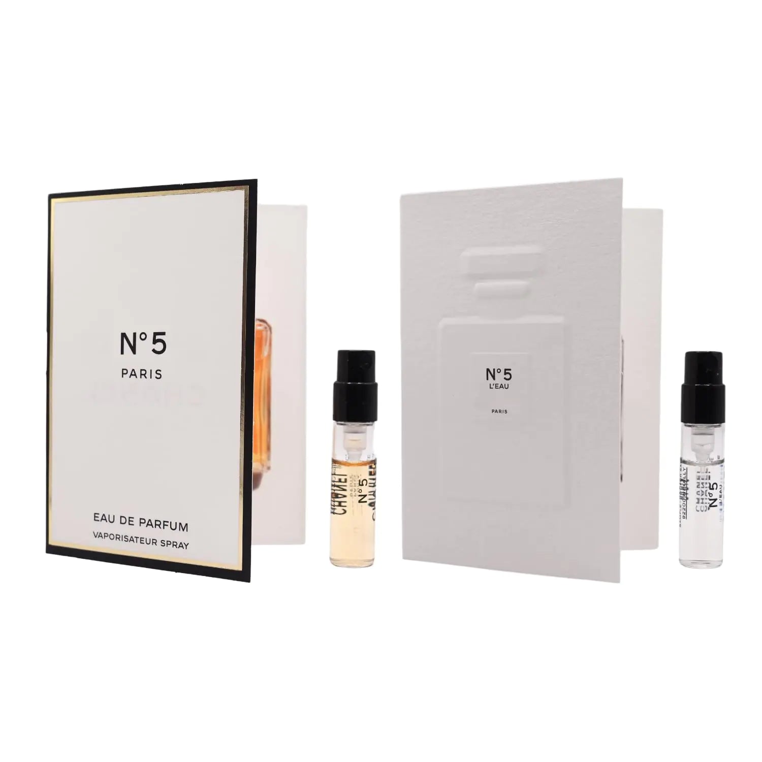 Set 2 Cologne Luxury Travel Size for Women Sample Spray Vial 0.05oz/ 1.5ml each. No.5 Eau De Parfum/No.5 Leau Eau De Toilette