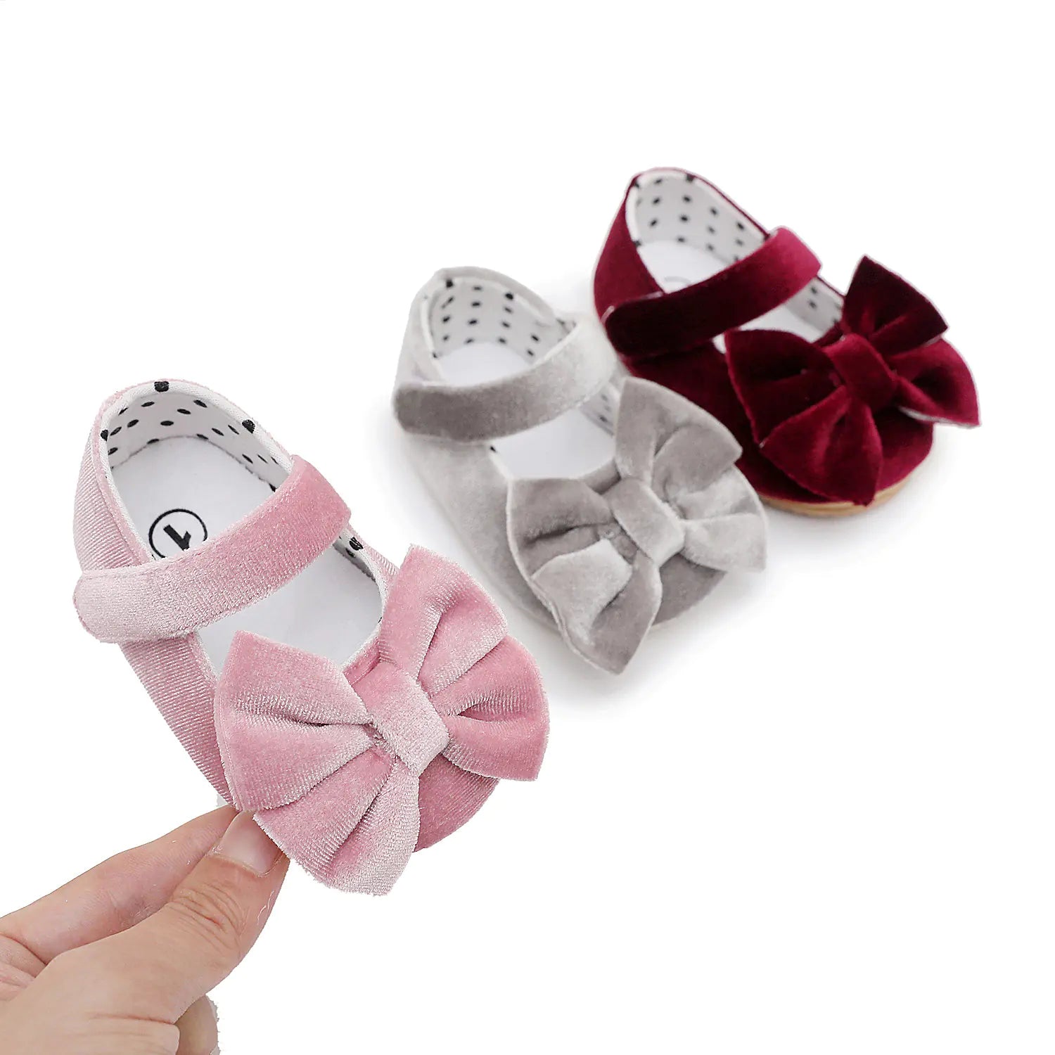 New Velvet Bow Baby Walking Shoes - Non-Slip Design
