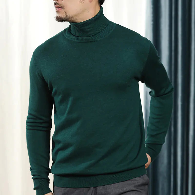 Men's Thick Turtleneck Sweater - Loose Knit Long Sleeve