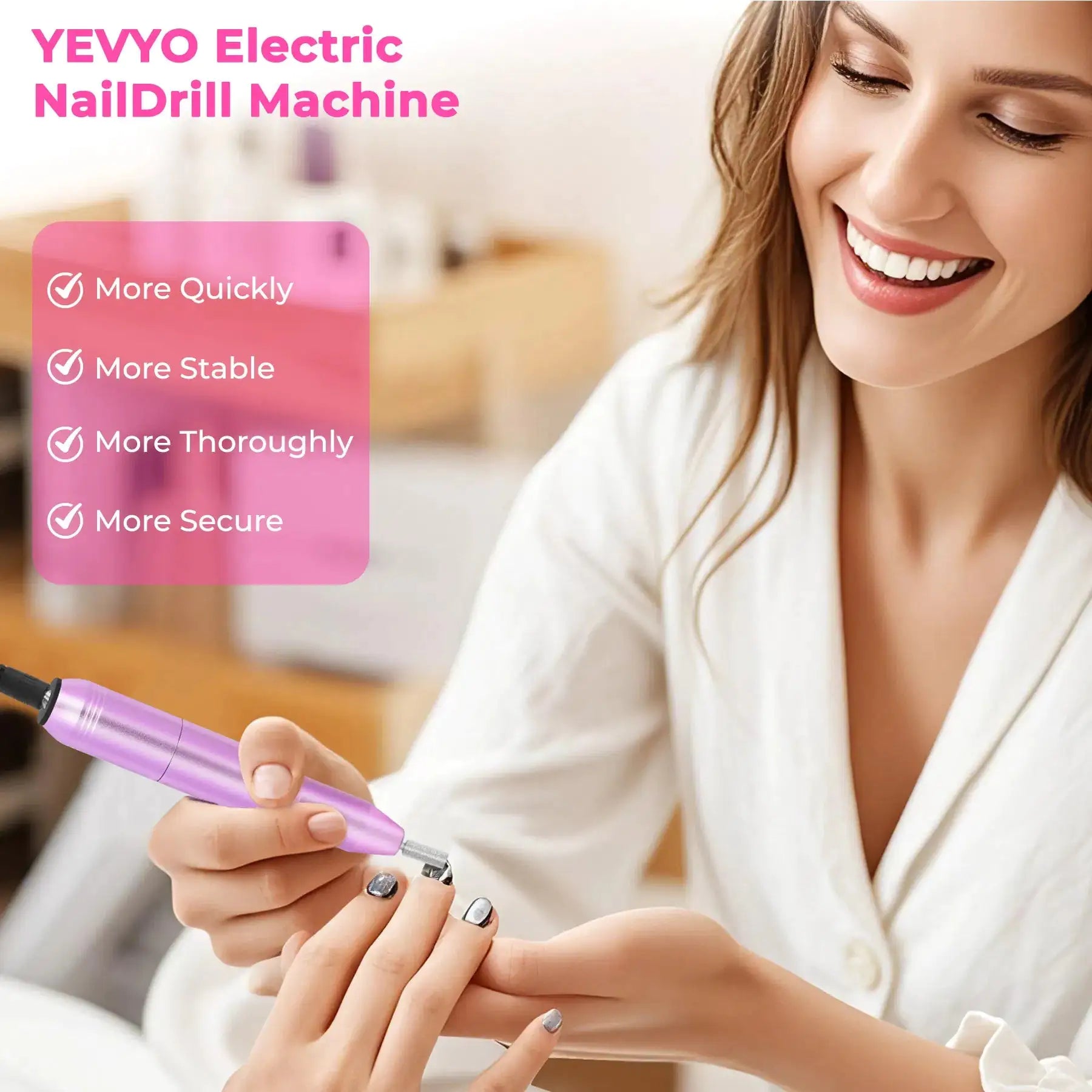 Portable Electric Nail Drill, Professional Nail File Kit For Acrylic, Gel Nails, Manicure Pedicure With Nail Drill Bits Sanding Bands Rose Gold