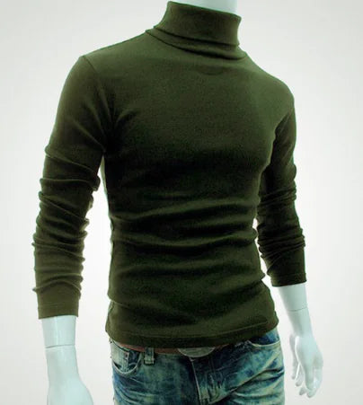 Men's Turtleneck Knit Pullover Long Sleeve Sweater