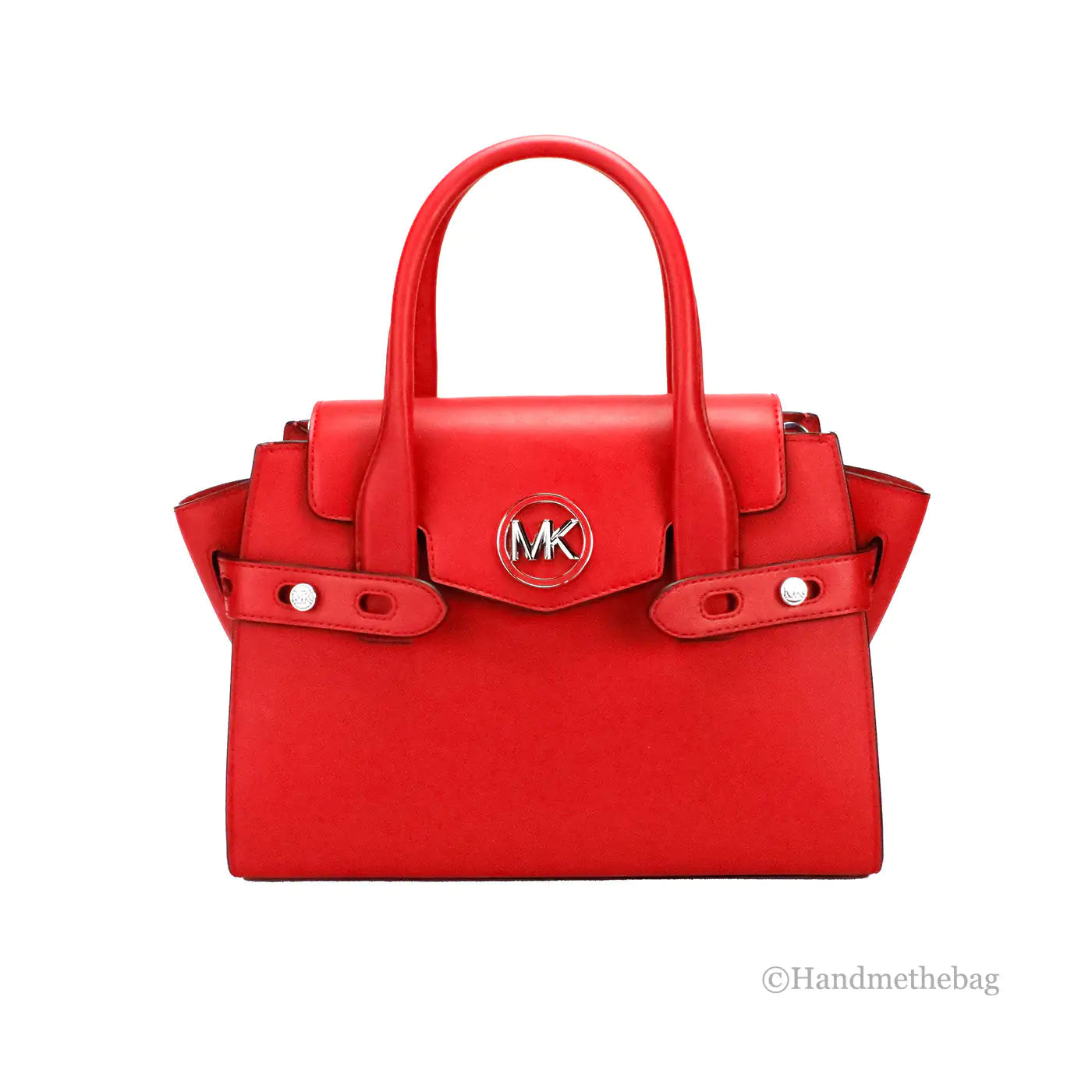 Michael Kors Carmen Medium Bright Red Vegan Leather Satchel