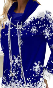 Printed Long Sleeve Turtleneck Sweatshirt for Women