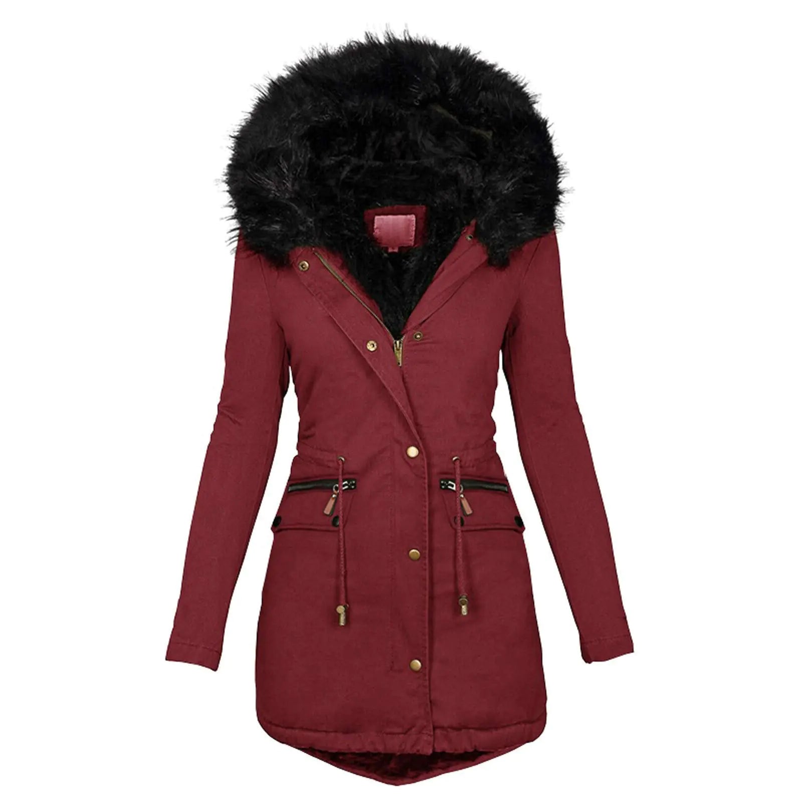 TIMIFIS Winter Coats for Women Plus Size Thick Jackets with Fur Hood Warm Cashmere Outerwear Big Collar Parka Tops