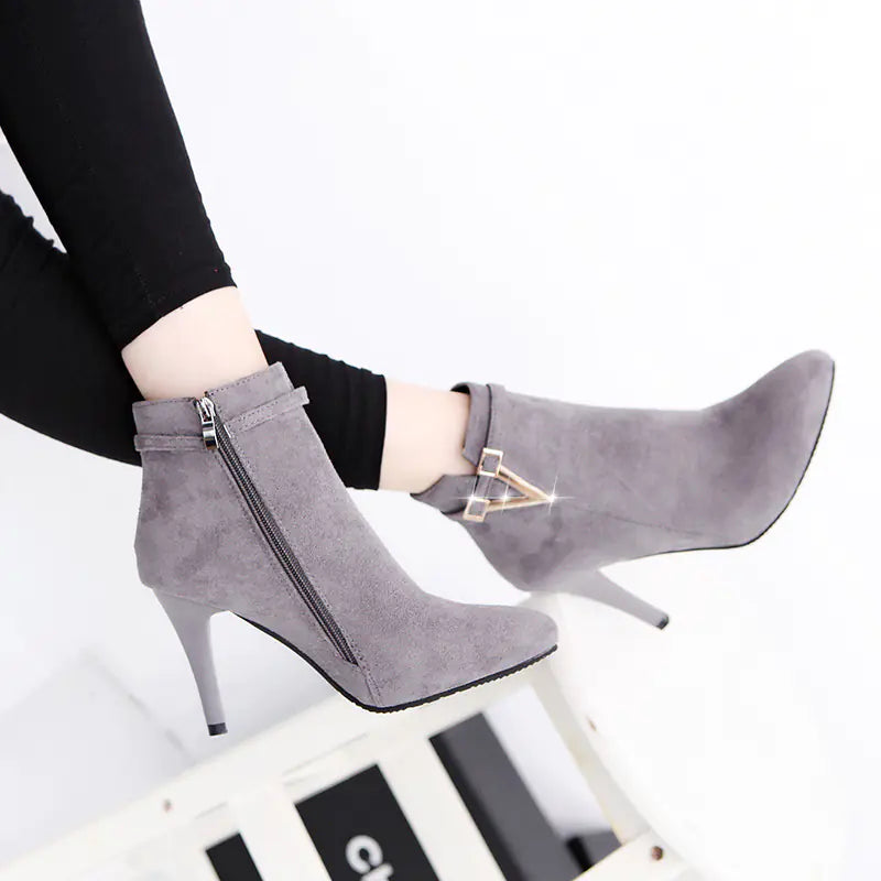 2018 Women's Pointed Toe High Heel Ankle Boots