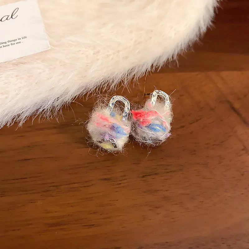 Silver Needle French Baroque Pearl Flower Tassel Earrings