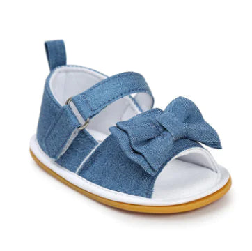 Cotton Bow Baby Sandals - Toddler Walking Shoes