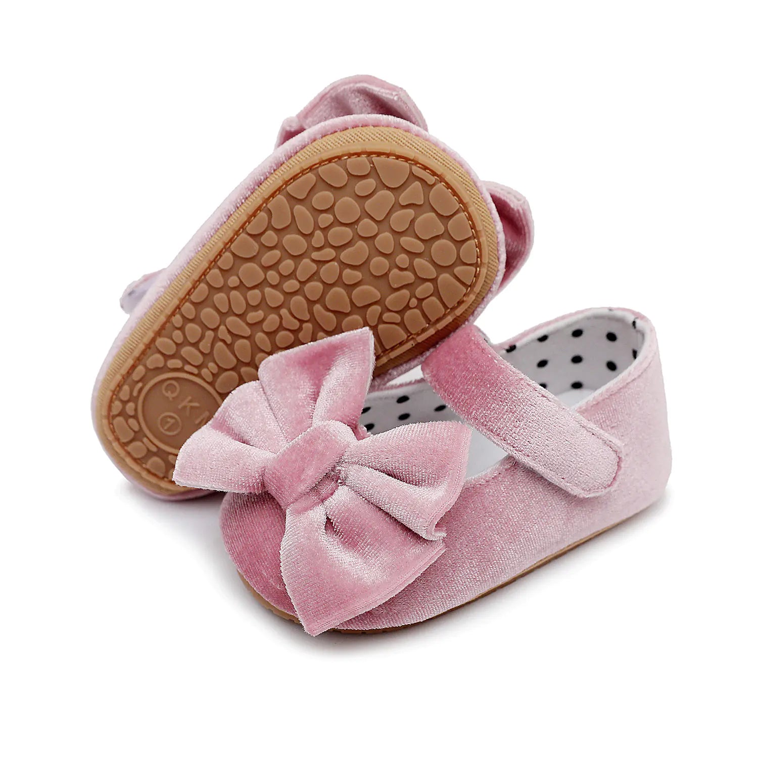 New Velvet Bow Baby Walking Shoes - Non-Slip Design