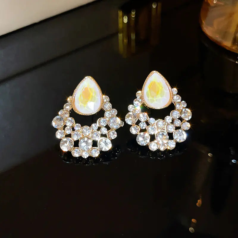 Silver Needle French Baroque Pearl Flower Tassel Earrings