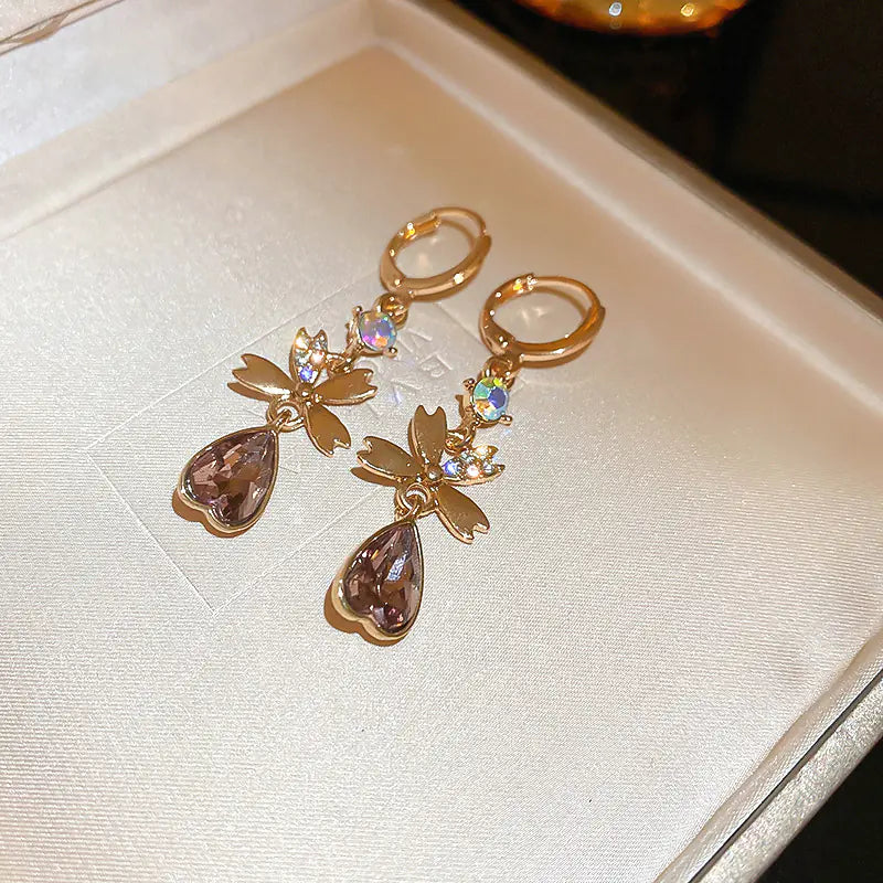 Silver Needle French Baroque Pearl Flower Tassel Earrings