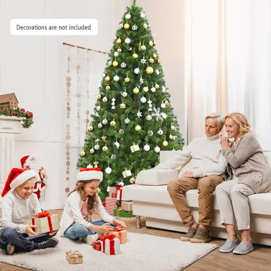 1 Pc 6 7.59 Feet Premium Artificial Hinged PVC Christmas Tree With Metal Stand Eye-catching Design Unlit Tree