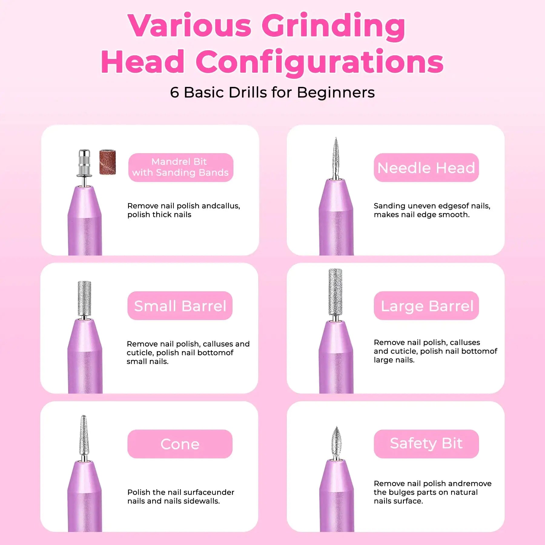 Portable Electric Nail Drill, Professional Nail File Kit For Acrylic, Gel Nails, Manicure Pedicure With Nail Drill Bits Sanding Bands Rose Gold