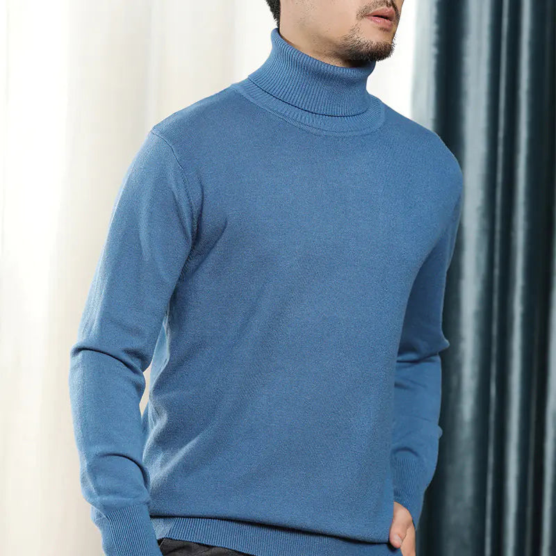 Men's Thick Turtleneck Sweater - Loose Knit Long Sleeve