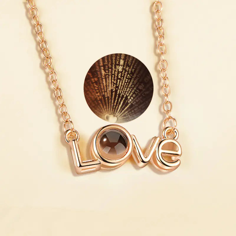 Love Memory Projection Necklace - I Love You in 100 Languages