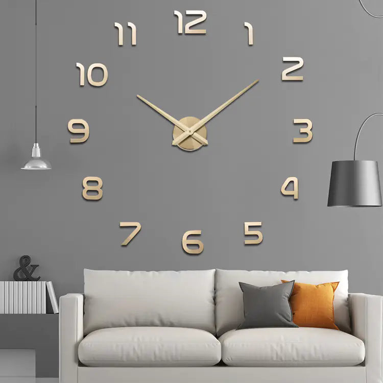 Creative Large DIY Acrylic Mirror Wall Clock (Nordic Style)