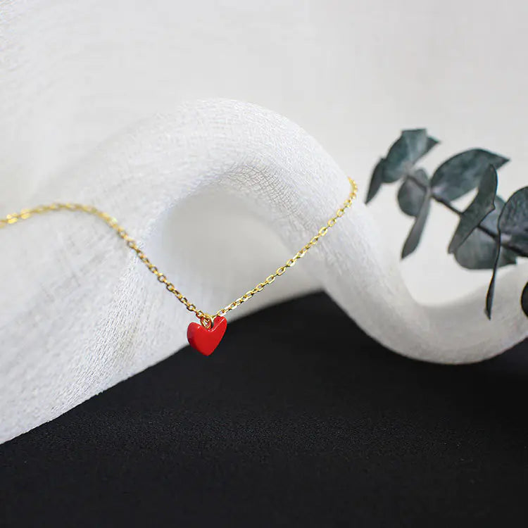 Korean S925 Silver Minimalist Heart Cross Necklace