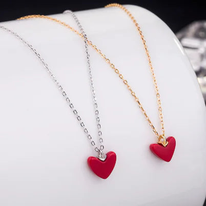 Korean S925 Silver Minimalist Heart Cross Necklace