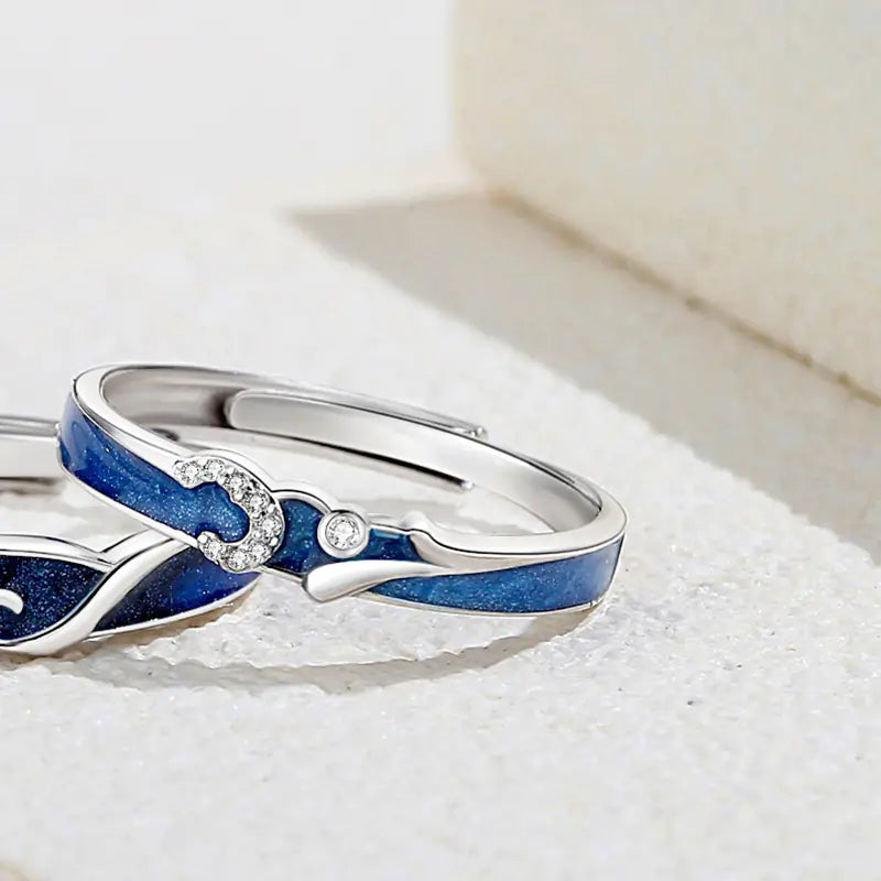 Original Starry Sky Sterling Silver Couple Ring