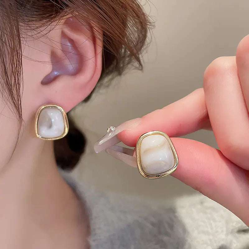 Silver Needle French Baroque Pearl Flower Tassel Earrings