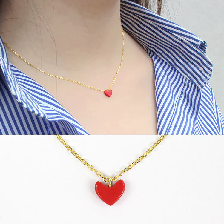 Korean S925 Silver Minimalist Heart Cross Necklace